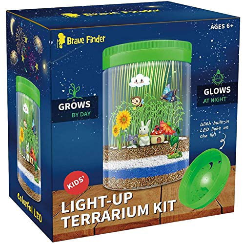 Science Kit for Kids Moody Goat Stem Toy for Boys and Girls Gifts for Girls and Boys Your Mini Garden in a Jar Kids Toys Terrarium Kit for Kids with LED Light on Lid